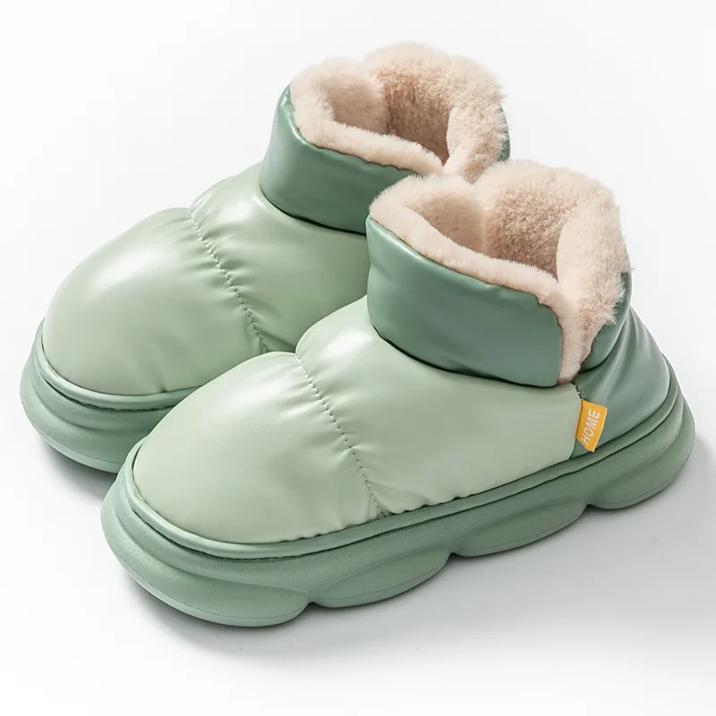 

Cotton Slippers for Women Winter Warm and Waterproof Thick Soled Cotton Slippers Couples Postpartum Women Anti-Skid House Shoes