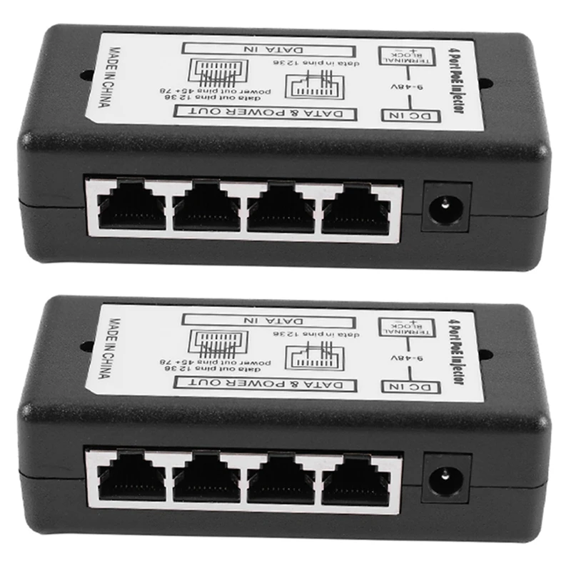 

2X 4 Port Poe Injector Poe Power Adapter Ethernet Power Supply Pin 4,5(+)/7,8(-)Input Dc12v-Dc48v For Ip Camera