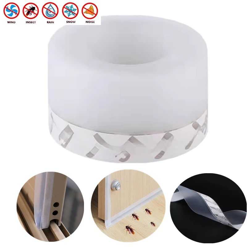 5 Color 9 Size Window Door Bottom Self Adhesive Silicone Rubber Seal Weathering Strip Sealing Tape