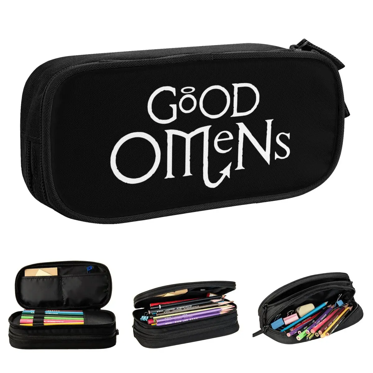 

Good Omens Pencil Cases Fashion Pen Holder Bag Girls Boys Large Storage School Supplies Gifts Pencilcases