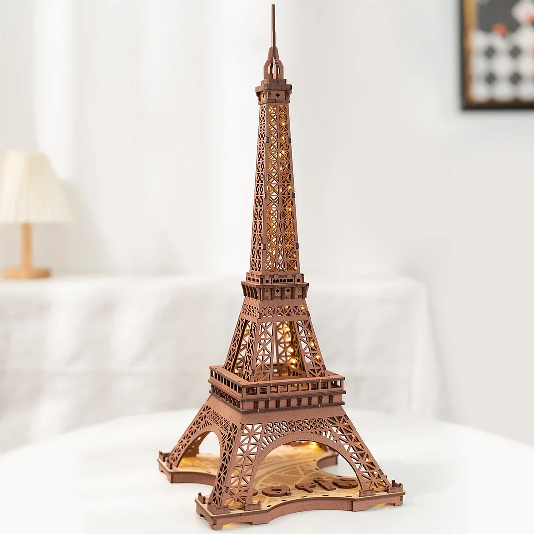 Robotime Rolife Night of the Eiffel Tower 3D Wooden Puzzle for Teens Adult Miniature Views of Famous Buildings Toys Decoration 5