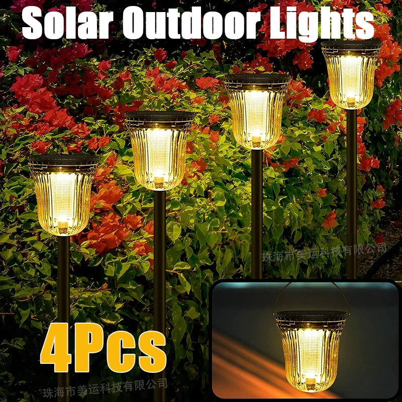 4Pcs Solar Pathway Outdoors Lights LED Villa Garden Lanterns Landscape Path Yard Driveway Walkway Sidewalk For Patio Lawn Lamps