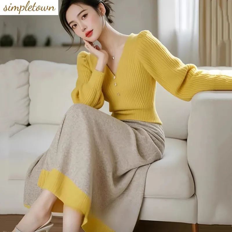 2025 suit women's high-end irregular T-shirt top drape versatile skirt temperament two-piece set