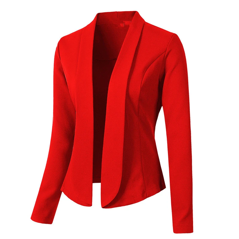 Simple Solid Colors Blazer Women Lapel Buttonless Casual Office Blazer Spring Autumn Thin Work Suit Fashion Commute Formal Suit
