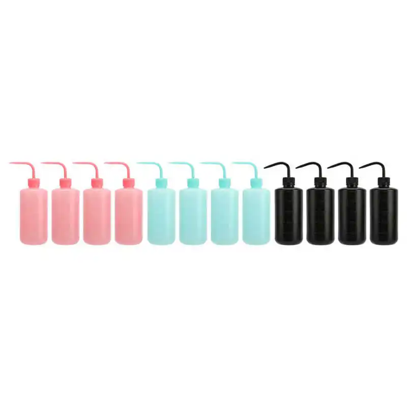 4pcs/Set Tattoo Washing Squeeze Bottle Curved Spout Tattoo Watering Can with Scale Line 500ml Tattoo Accessories