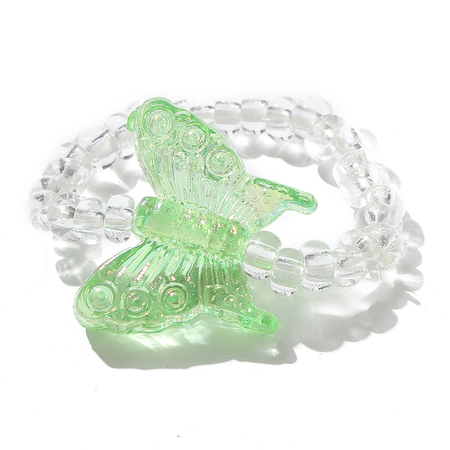 Cute Transparent Resin Acrylic Handmade Beaded Rhinestone Colourful Geometric Square Round Rings for Women Y2k Jewelry Party