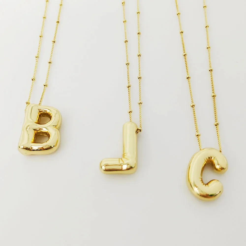 A-Z Pendant Copper Chunky Alphabet Balloon Bubble Initial Letter Pendant Necklace For Women Men Charm Necklaces Christmas Gifts