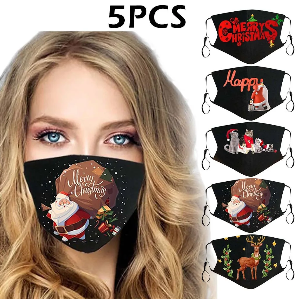 5 Pcs Christmas Dust-Proof Windproof Foggy Haze Breathable Cycling Mask Cubre Bocas Desechables Disposable Mouths Covers 2