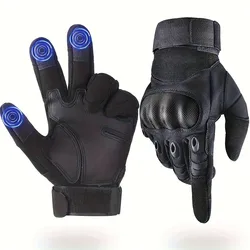 Men's Full Finger Tactical Touchscreen Gloves with Anti - Slip Palm - M (Black)