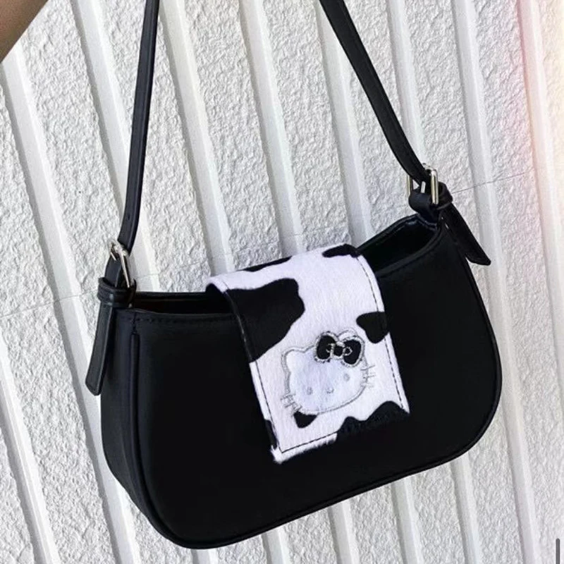 

Сумка для подмышек Hello Kitty, аниме, кошка, наплечная сумка, мультяшная кожаная сумка, Женская Ретро сумка для подмышек, сумка для покупок Y2K, женская сумка-тоут