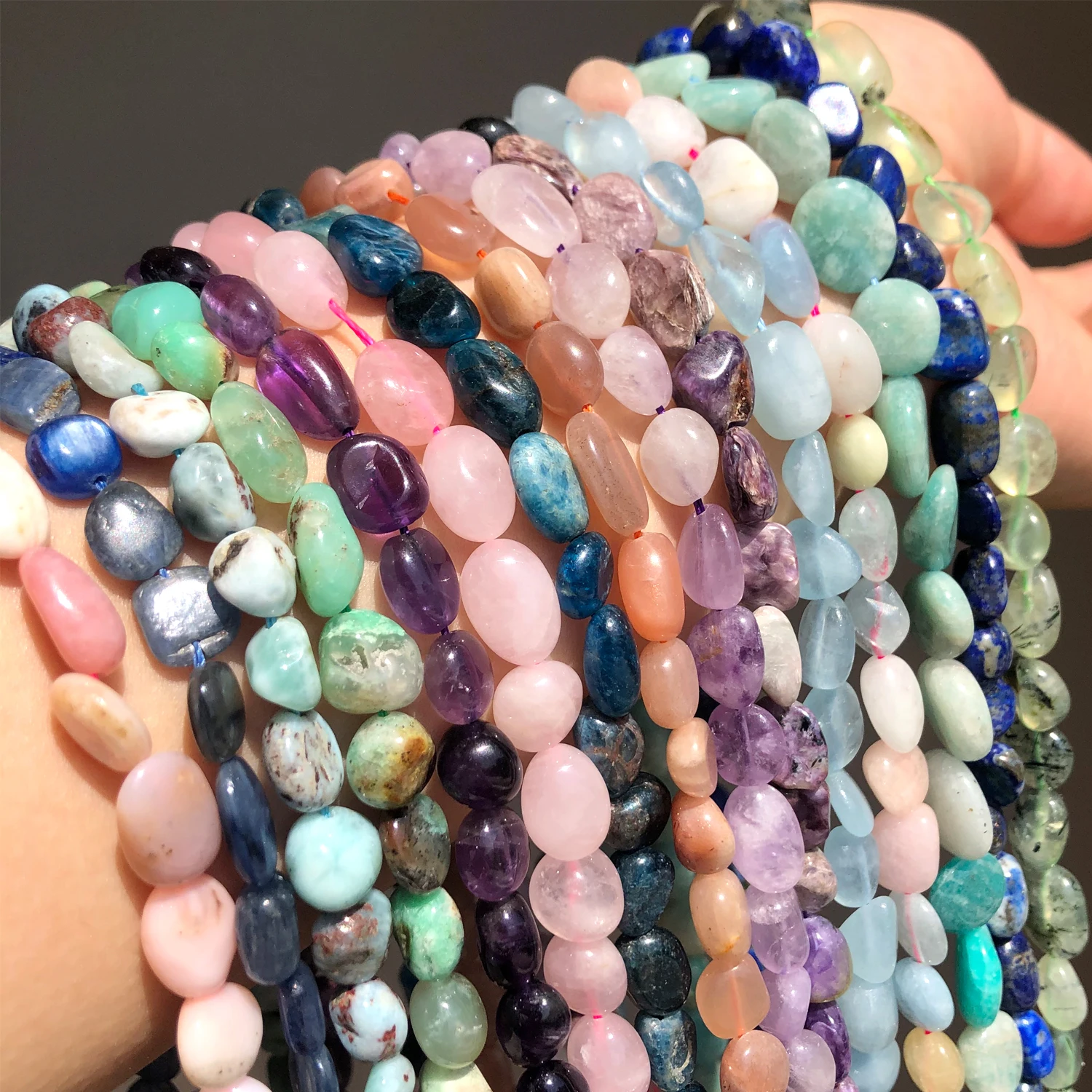 8-10MM Irregular Amazonite Agata Larimar Loose Beads For