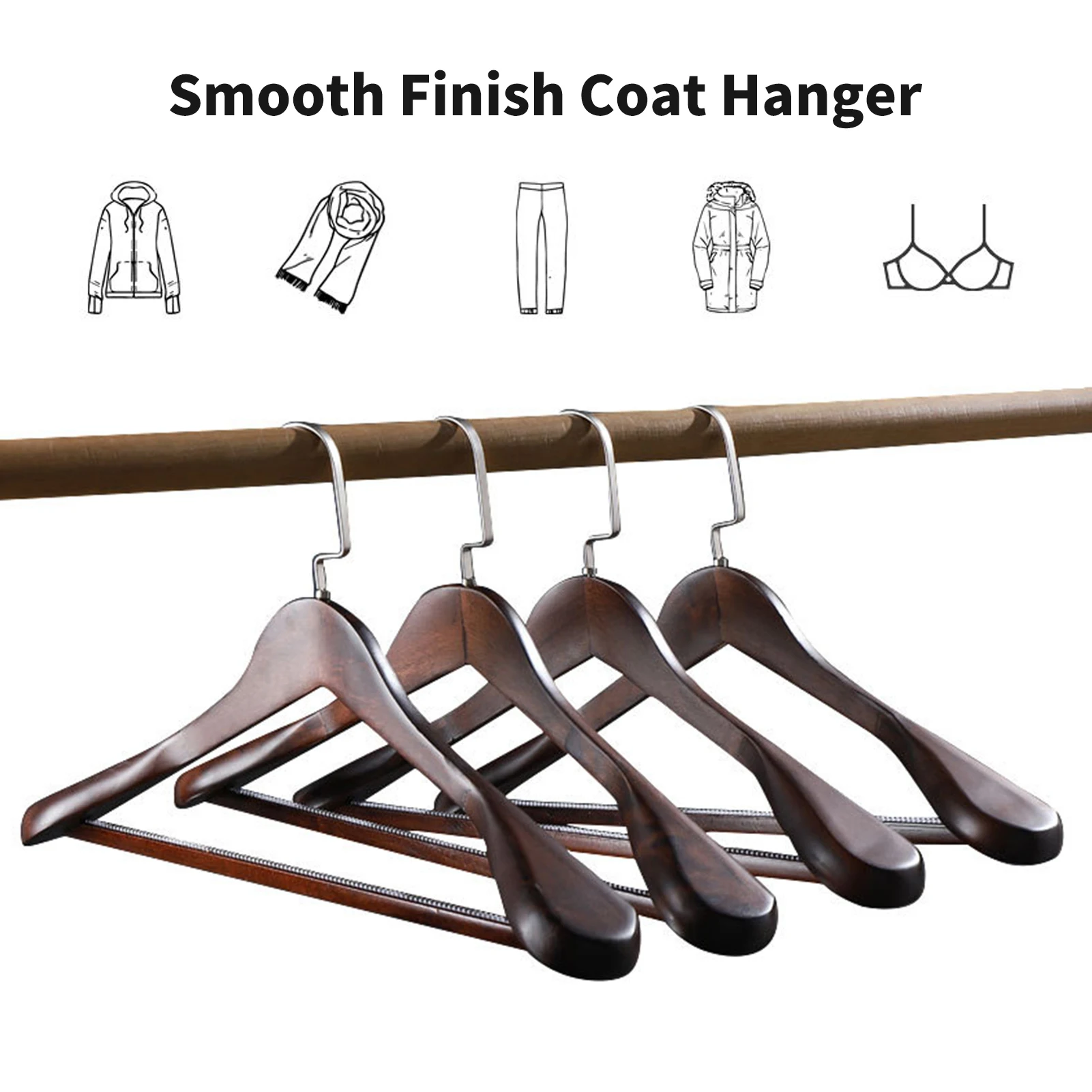 Clothes Hanger Storage Hanger 1/5Pcs Wooden Hangers For Clothes Clothing Storage Wardrobe Organizer Have Non Slip Shoulder Wood Shirt Dress Jacket Coat Hanger