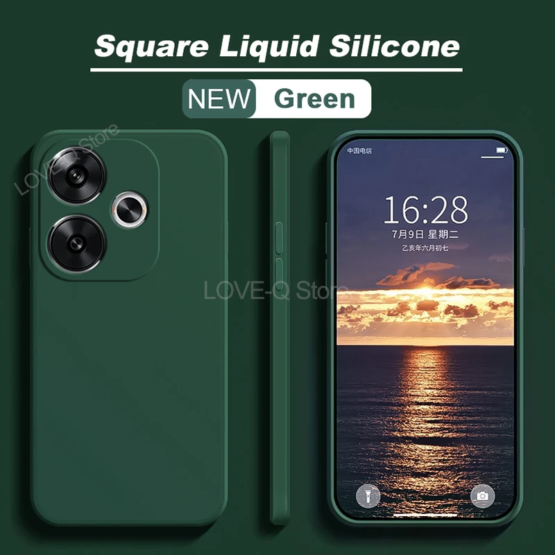 Enhanced Liquid Silicone Protective Phone Case - Square Design, Soft TPU Back Cover