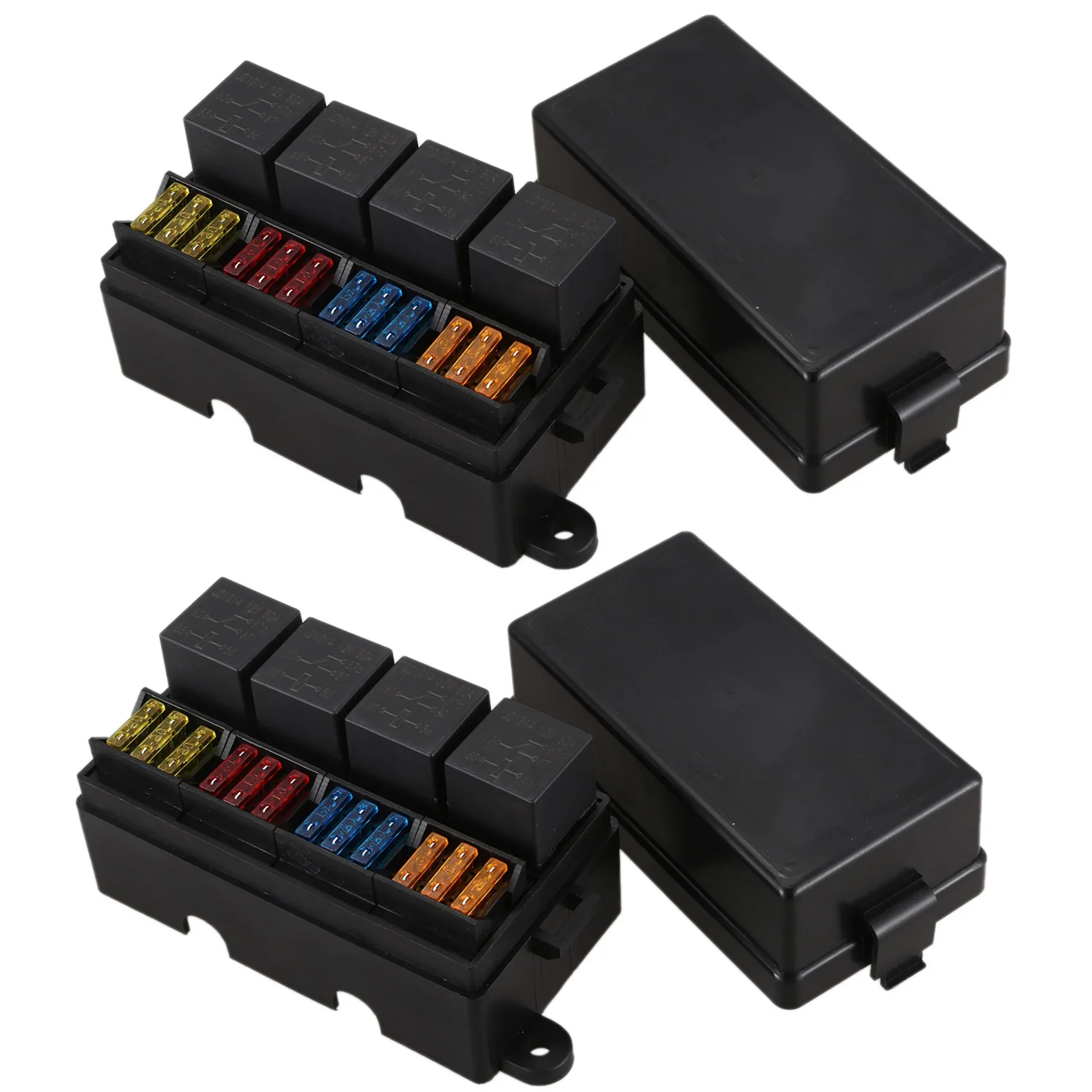 2X12 Way Blade Fuse Holder Box fuse holder car fuses kit fuse box holder fuse box With Spade Terminals and Fuse 4PCS 4Pin 12V 40A Relays For Car Truck Trailer and Boat