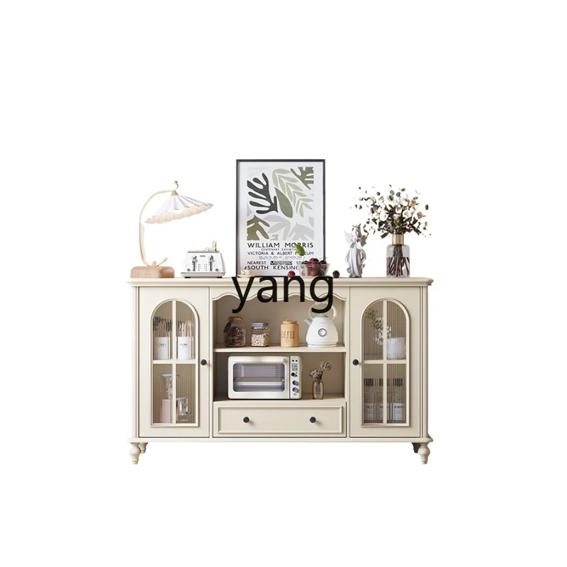 

CX Solid Wood Dining Side Locker Kitchen Storage Cabinet White Cream Style Storage Cabinet
