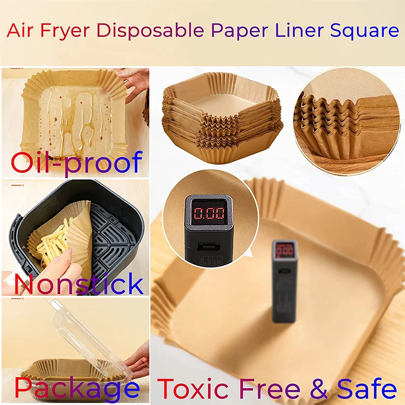 Air Fryer Paper Disposable Air Fryer Liners Air Fryer Accessories Air Fryer Liners Oven Liner 100Pc Air Fryer Special Paper Air Fryer Disposable Paper Liner Non Stick Oven Mat Kitchen Pan Pad