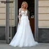 Eightale Elegant Wedding Dress with Long Sleeves Customized Appliques Lace Tulle White Ivory Bridal Gown Vestido De Noiva 1