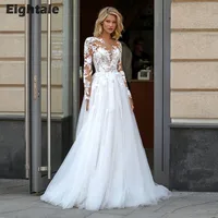 Eightale Elegant Wedding Dress with Long Sleeves Customized Appliques Lace Tulle White Ivory Bridal Gown Vestido De Noiva 1