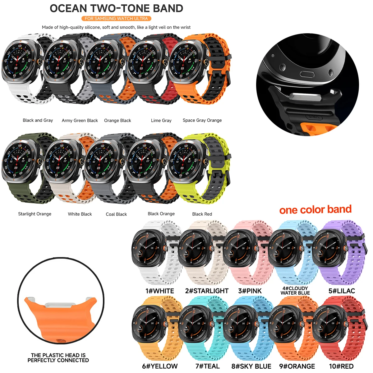 Enhanced Two-Tone Marine Silicone Sport Strap
