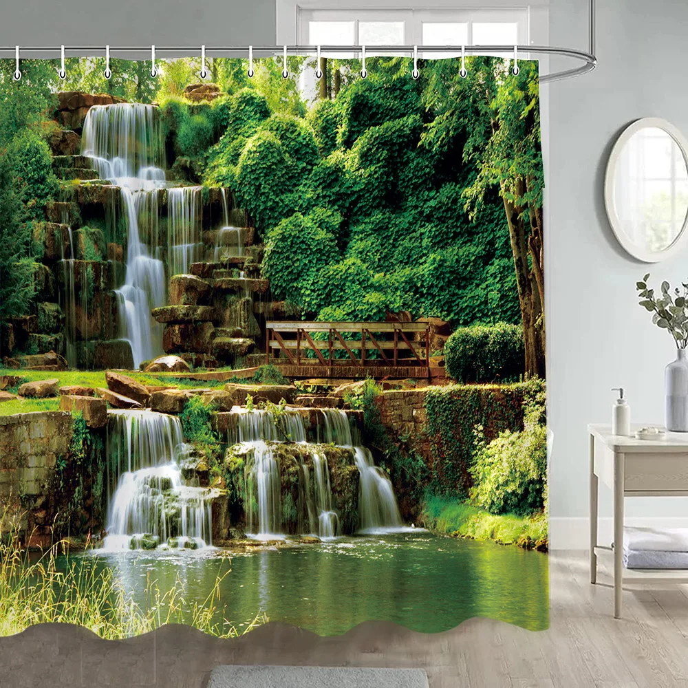 Shower Curtains Polyester Bathroom Decor with Hooks