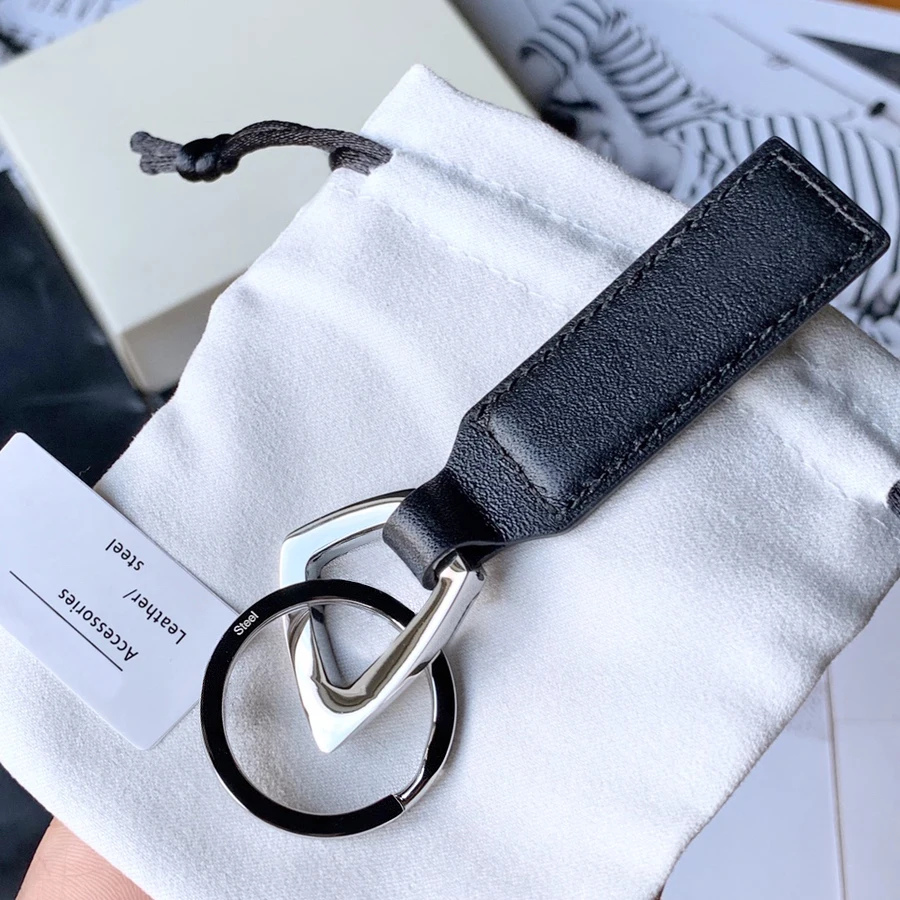 PJS Luxury MB Car Key Chain Square Black Leather 316 Stainless Steel Round & Irregular Shape Ring Classic Keychain With Box Set