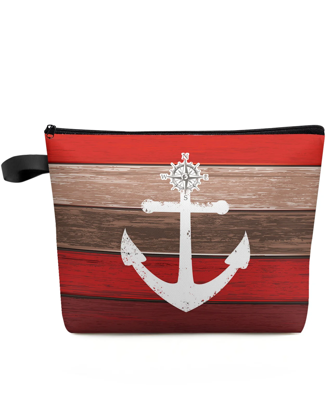 

Vintage Wood Grain Gradient Anchor Makeup Bag Pouch Travel Essentials Women Cosmetic Bags Toilet Organizer Storage Pencil Case
