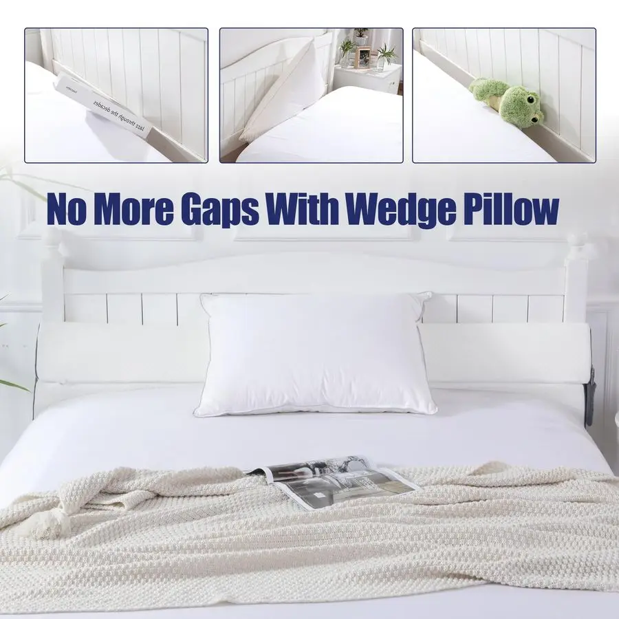 Pillow Wedge for Headboard Gap,Mattress Wedge Gap Filler Queen Size,Bed Crack Pillow,Foam Bed Gap Filler,Multifuctional Headboar