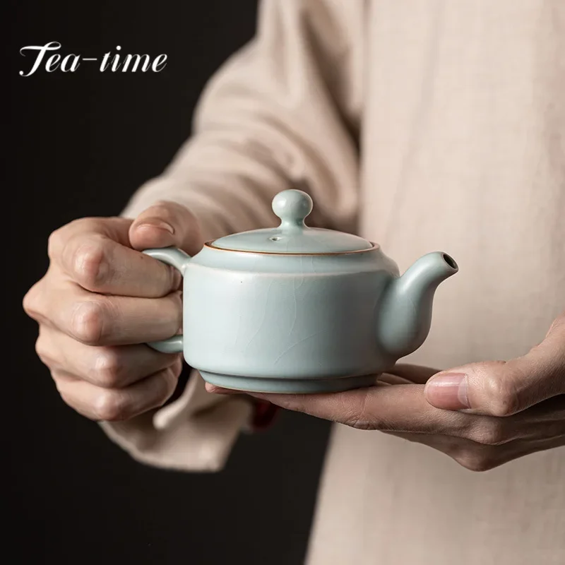 

125ml Top Grade Ru Kiln Teapot Luxury Azure Pot Household Tea Soaking Kettle with Strainer Teaset Accessories Decoration Gifts