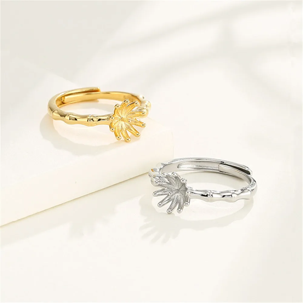Ring Setting for 6mm-10mm Round Beads or Pearls Gold Plated 925 Silver Ring Blank Adjustable Ring Base RB168S