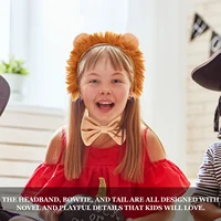 Children's Performance Lion Headband Set Plush Bow Tie Halloween Costumes Accessories Animal Tails Fabric Cosplay Ears Newborn 2
