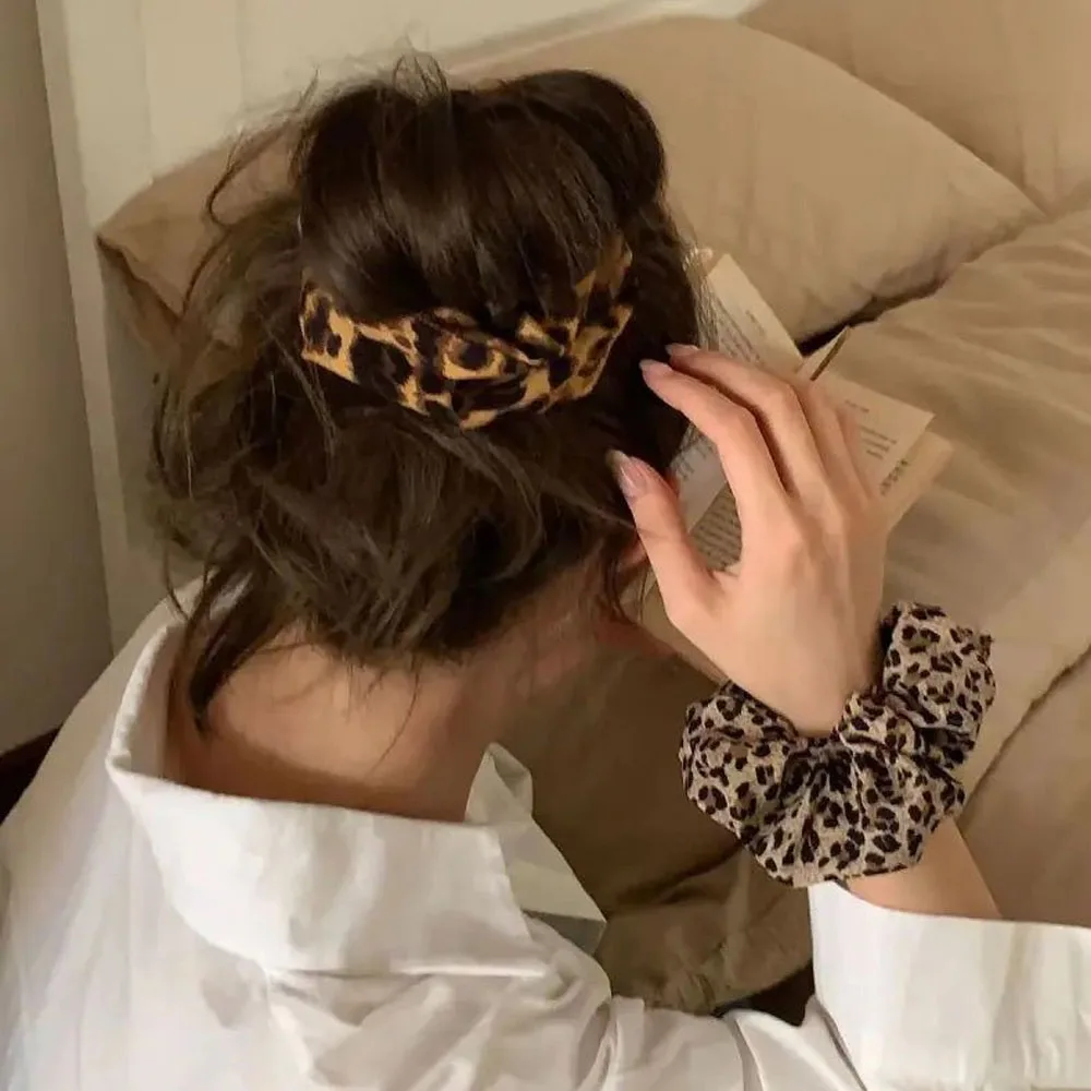 Leopard Print Haar Krawatte Korea Mode Haar Seil Übergroßen Scrunchie Für Frauen Hohe Elastizität Elastische Haarband Haar Zubehör – Detail 3