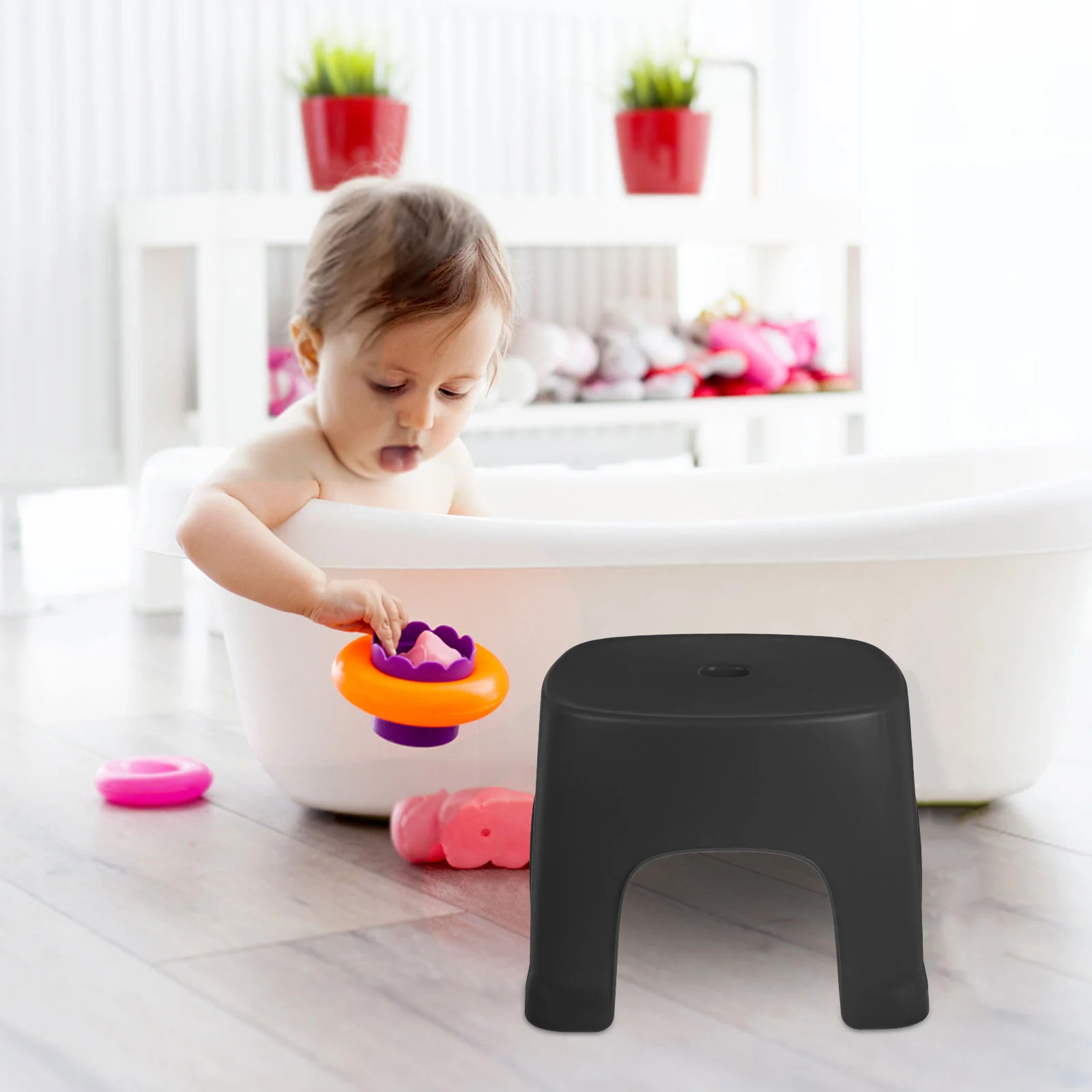 PVC Plastic Foot Stool for Kids Toddler Step Stool Bath Room Toilet Training Shoe Changing Small Yellow Bench Stable Non Deform