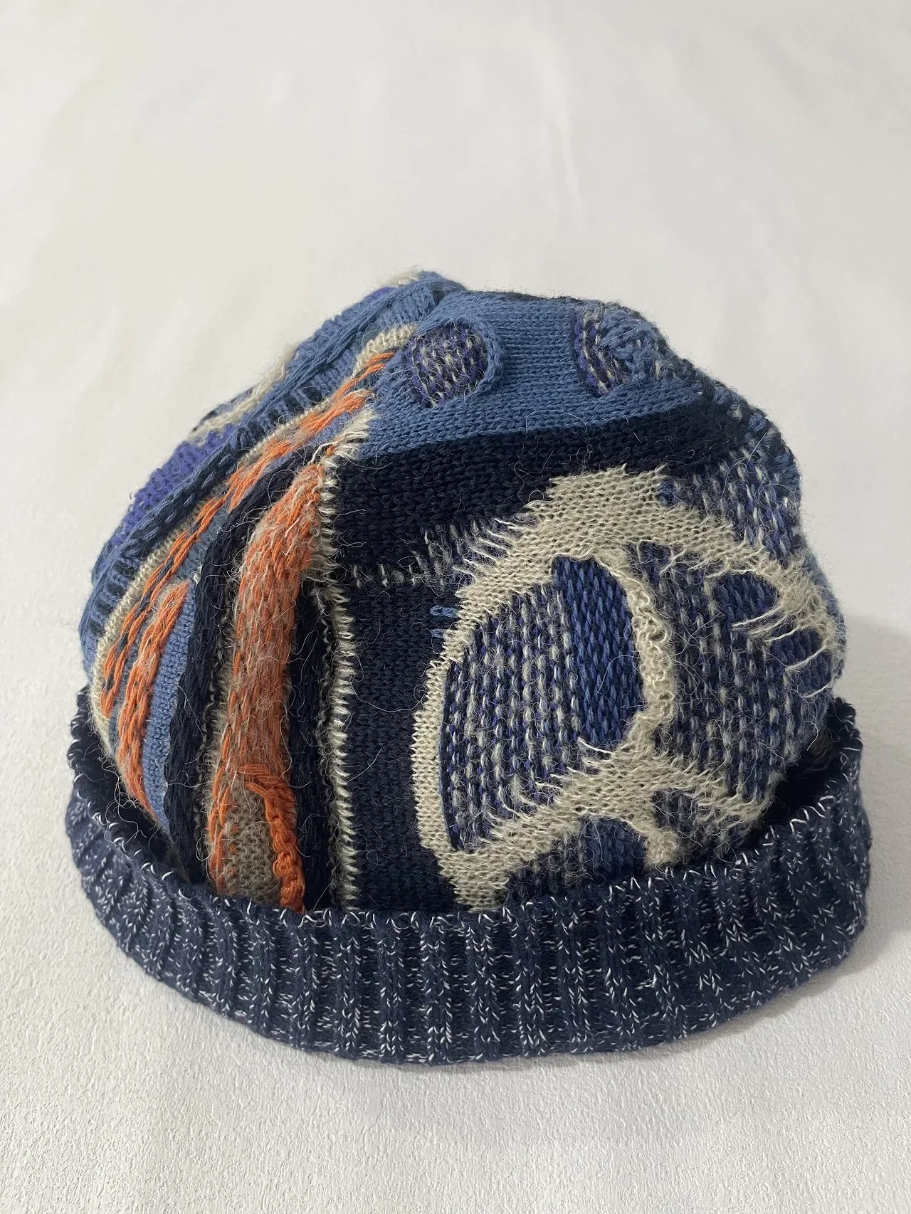 kapital-japan-casual-handmade-men's-and-women's-knitted-wool-blended-retro-stitching-geometric-color-block-adjustable-warm-hat