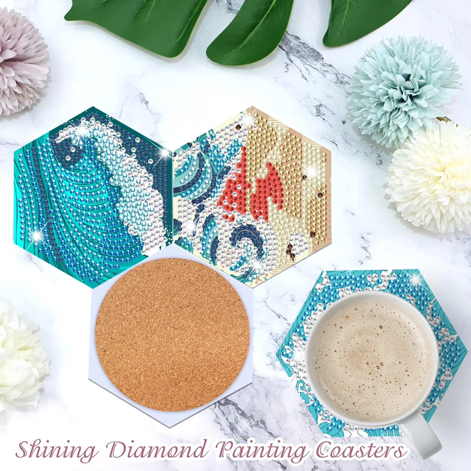 8 Pcs Diamond Painting Coasters With Holder DIY Blue Marble Ocean Diamond  Art Coasters For Drinks Diamond Painting Kits For Beginners Diamond Art  Kits Craft Supplies For Adults Coasters Gift