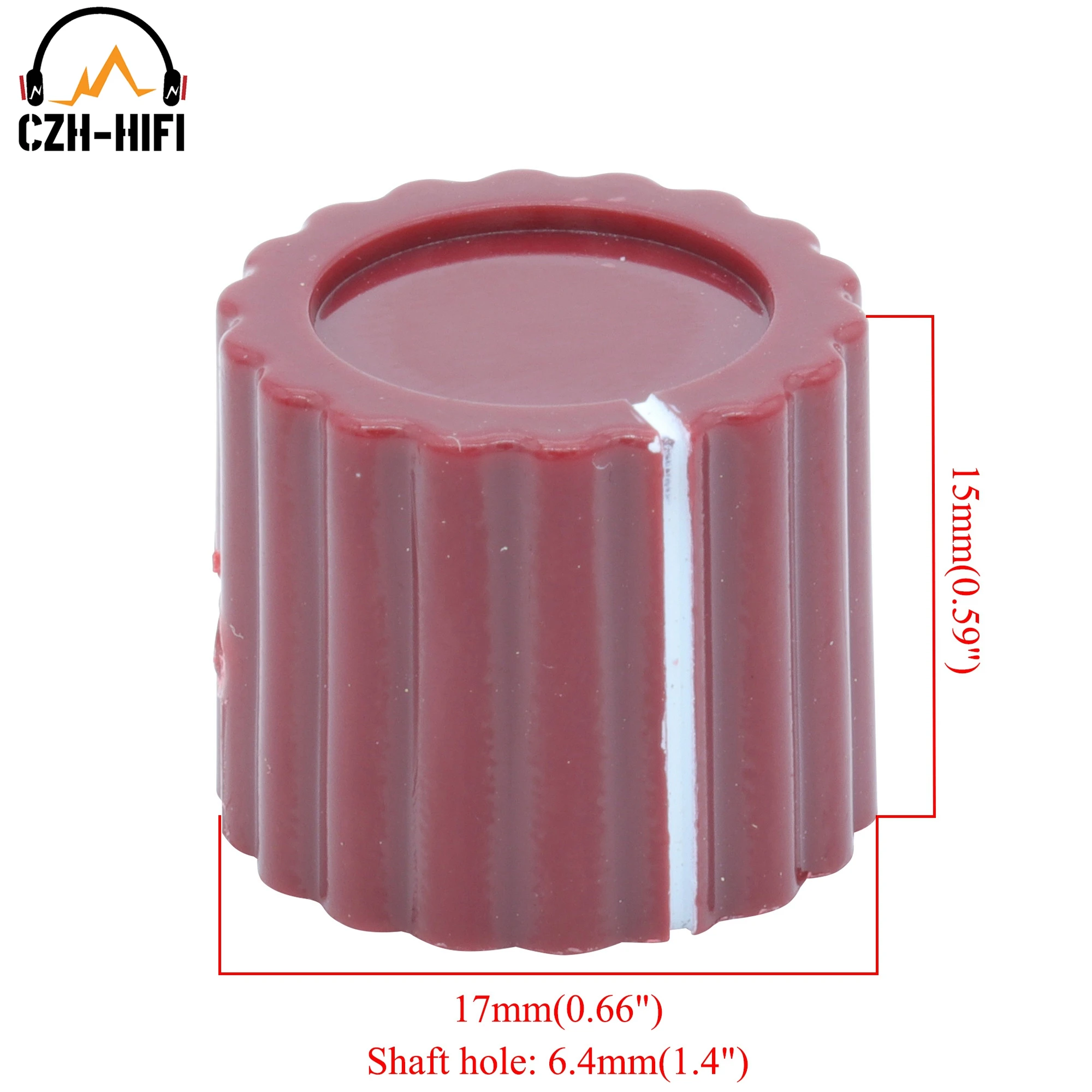 6,4 mm Kunststoff Vintage Marconi Punktknopf Knopf Gitarrenverstärker Effektpedal Stomp Box 1/4 Zoll Messing Einsatz Schwarz Grau Rot Blau – Detail 6