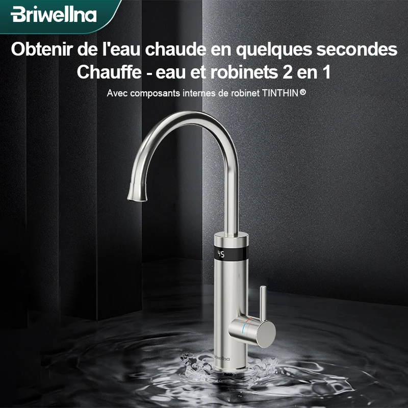 Robinet d'eau chaude électrique instantanée 220 V - Robinet avec tube  chauffant en acier inoxydable - Fournir de l'eau froide et chaude pour la  cuisine, la salle de bain (argent 2) 