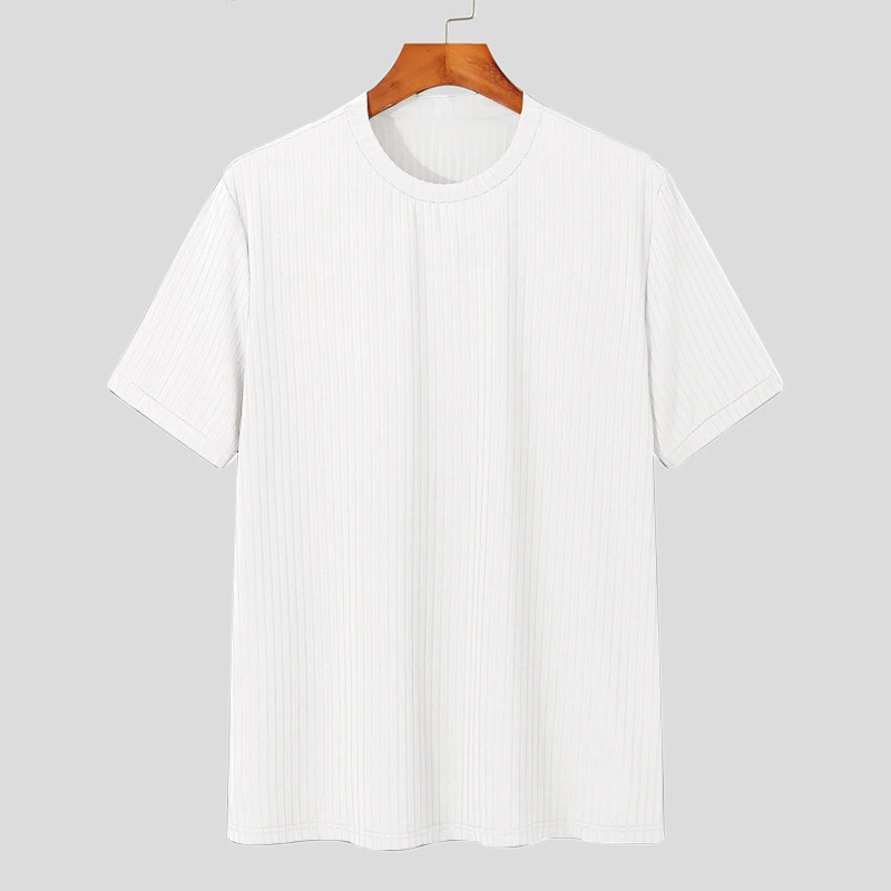 รูปสินค้า เสื้อแขนยาว O-Neck ผู้ชาย ดีไซน์ Draped สีทึบ ใส่สบายสไตล์เรียบง่าย