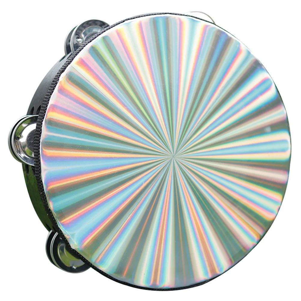 Plastic Maraca Tambourine 8 Inch Lights Standing Panderos Tamborita Toy Double Row Percussion Instruments Children's