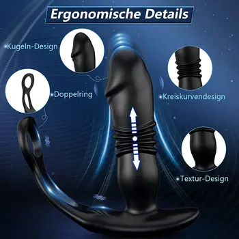 Male Prostate Massage Vibrator Telescopic Dildo Anal Butt Plug Wireless Control Stimulate Delay Ejaculation Ring Toy for Men 4