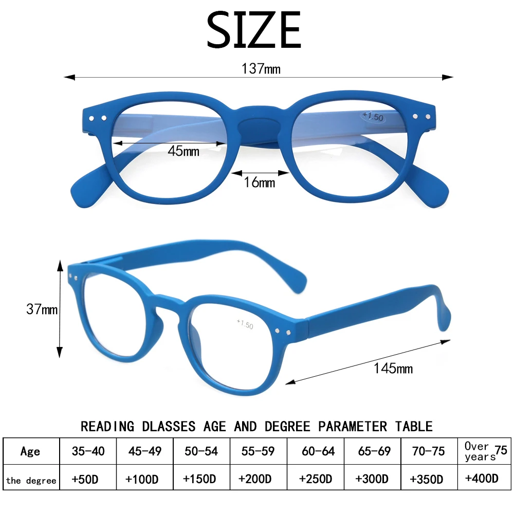 BONCAMOR Oval Reading  Glasses Frame 5 Color Plastic Men or Women Readers Spring Hinge  Prescription Eyewear  Magnifier 3