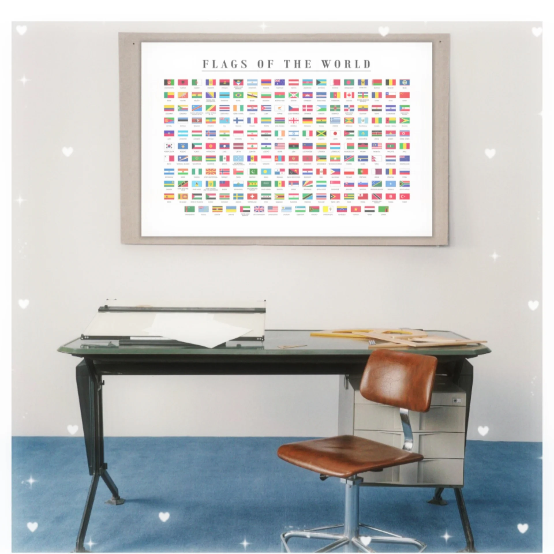 Bandiere del mondo Educazione Poster su tela Wall Art Librari Aule Camera da letto Soggiorno e arredamento per ufficio Unframe 1
