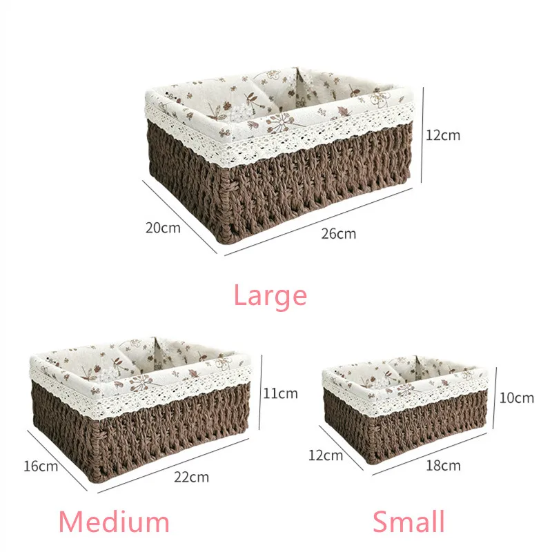 Rattan weaving Storage Basket Eco-friendly Wear Resistant Fabric Anti-deform Organizer Basket Home Miscellaneous basket storage 6