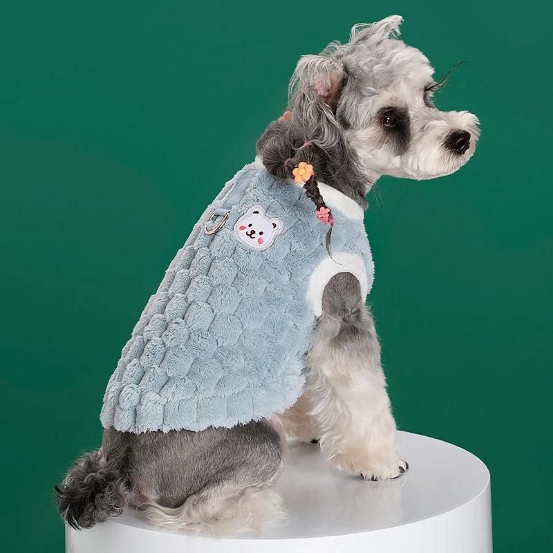 Pet Clothes Winter Medium Small Dog Plush Vest Cute Sweater Warm Velvet Kitten Puppy Sweet Cardigan Chihuahua Yorkshire Coat