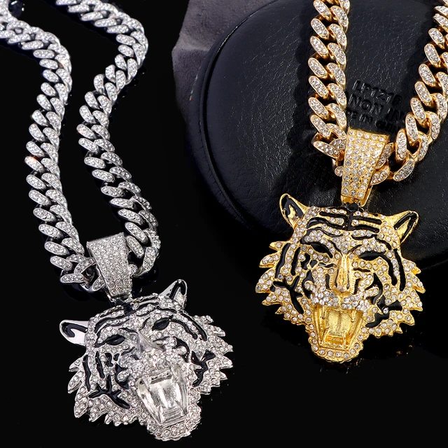 Anime Chains YOOESTORES82 Punk Rhinestone Tiger Pendant Necklace