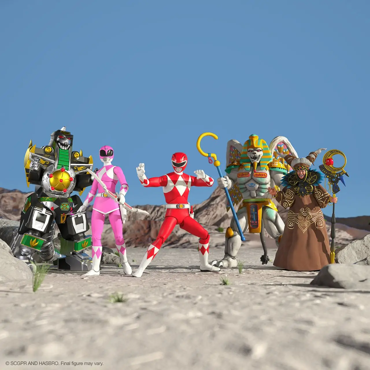 

Original Super7 Mighty Morphin Power Rangers Dragonzord Red Pink Rangers Rita Repulsa King Sphinx Anime Action Figure Model Toys