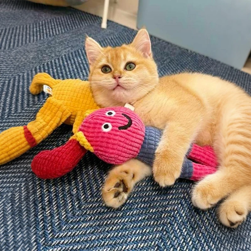 Irresistible Catnip-Infused Plush Chew Toy for Pets - Interactive Squeaky Fun