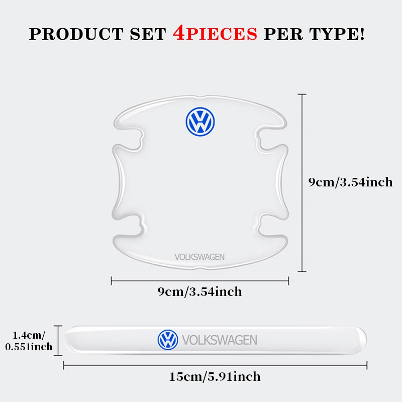 새로운 자동차 도어 볼 핸들 보호 스티커 VW 골프 폴로 파사트 티구안 투란 제타 비틀 용 투명 스크래치 방지 필름