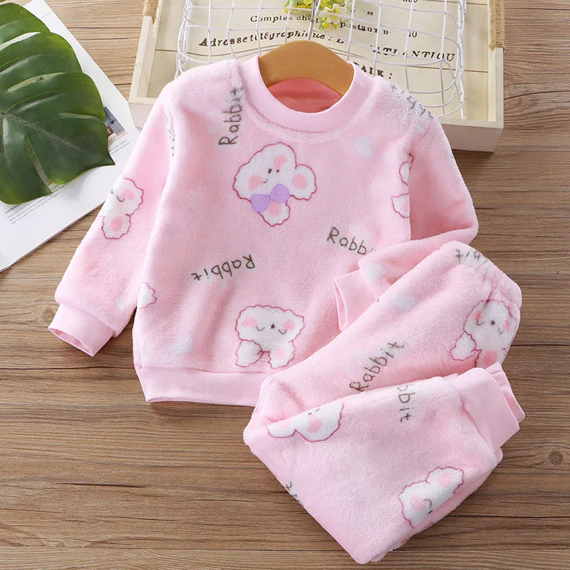 Autumn Flange Pajamas Girl Style Liu Su Home Service Boy Long Sleeve Top + Trousers Set 0-5 Year Old Children Pajamas Set pajamas sets children pajamas kids clothes sets