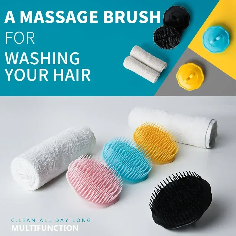 Shower Brush Black Hair Comb Scalp Massagers Round Comb Women Men Hair Scalp Shower Wash Clean Hair Tool 3