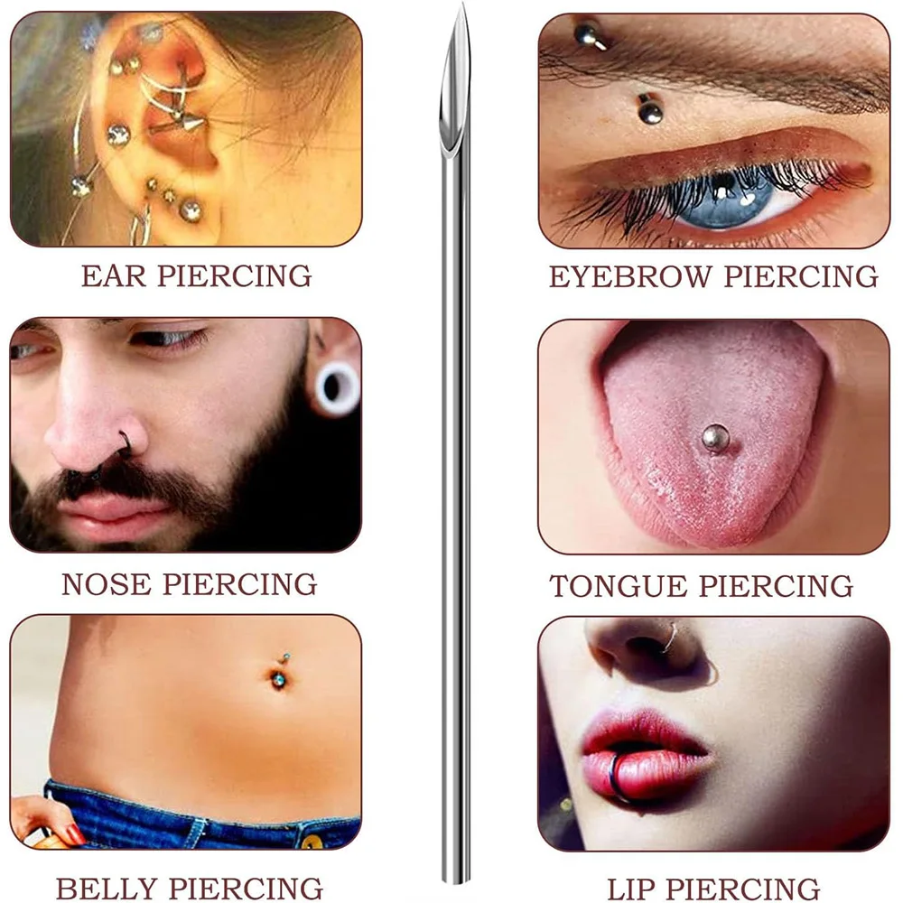 Blue Genie 10/100pcs Body Piercing Needles 14G 16G 18G Stainless Steel Disposable Ear Nose Navel Nipple Lip Piercing Needle 3